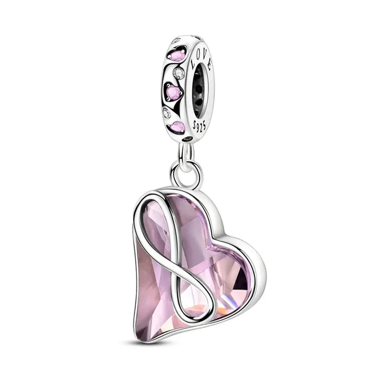 Charms Beads 925 Sterling Silver Pink Love Bow Rubik&