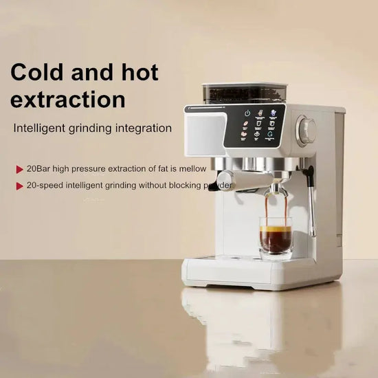 2-in-1 Cold & Hot Coffee Maker with Built-in Grinder & Milk Frother | Compact Espresso Machine for Home, Office & Small Cafés Jewelry and Clovers