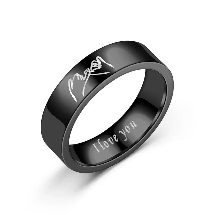 1pc I Love You Engraved Titanium Steel Ring - Durable, Hypoallergenic Mens Band, Perfect for a Gift Jewelry and Clovers