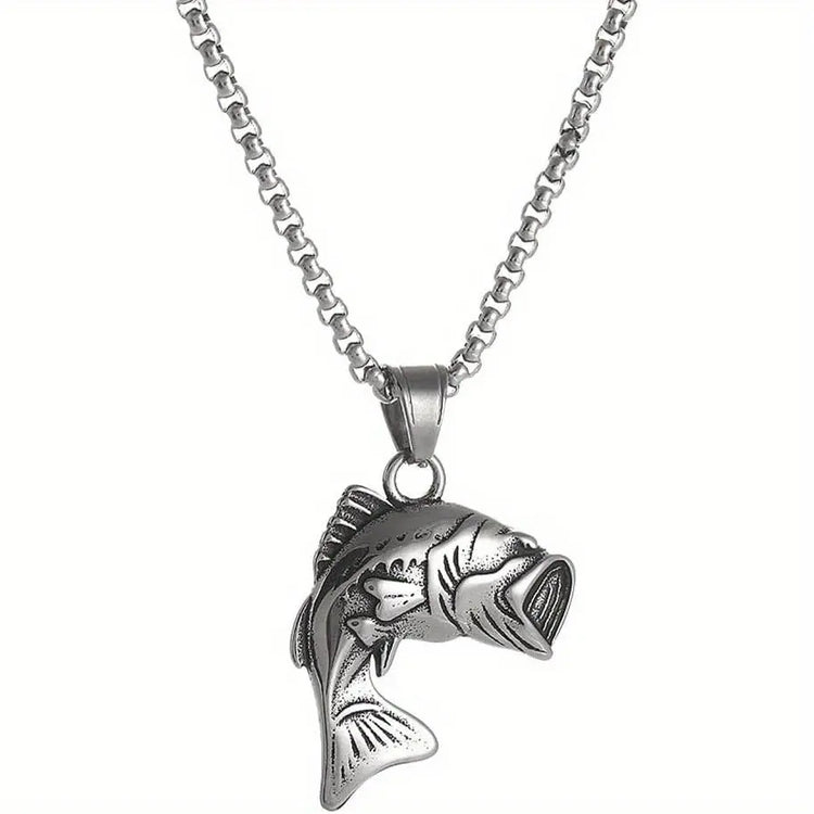 Retro Bigmouth Bass Pendant Necklace - Jewelry and Clovers