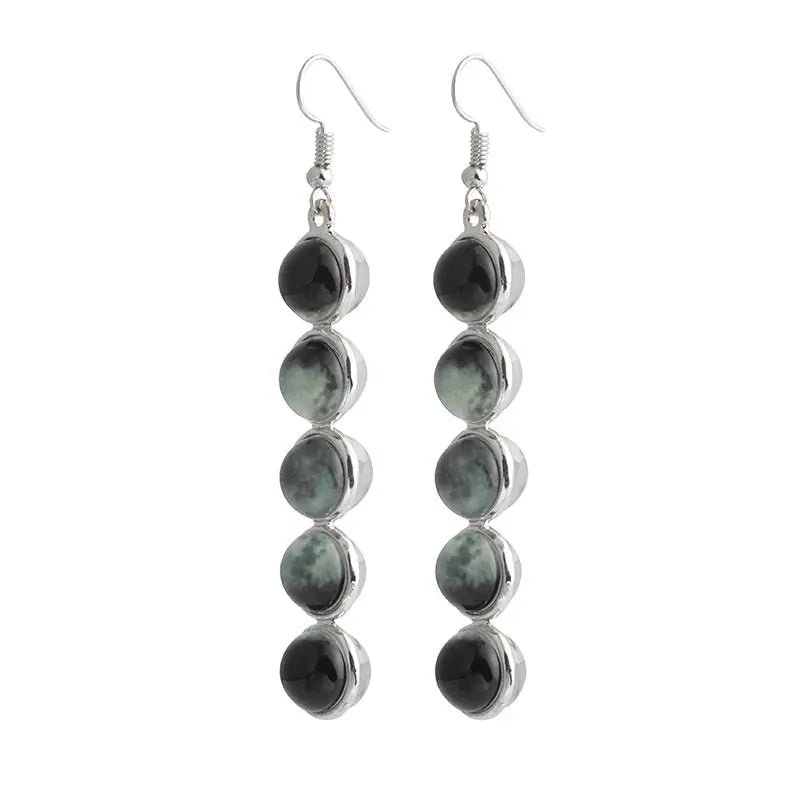 Gemstone Moon Fashion Glass Ball Star Long Earrings Ashley and Clovers