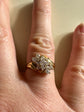 Beautiful Engagement Ring Vintage Style Cluster cocktail Ring .925 Plated 1970’s Style