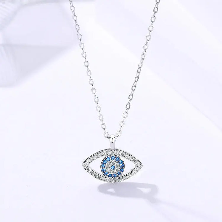 s925 Sterling Silver Jewelry European and American Atmospheric Demon Eye Necklace Eye Pendant Jewelry and Clovers