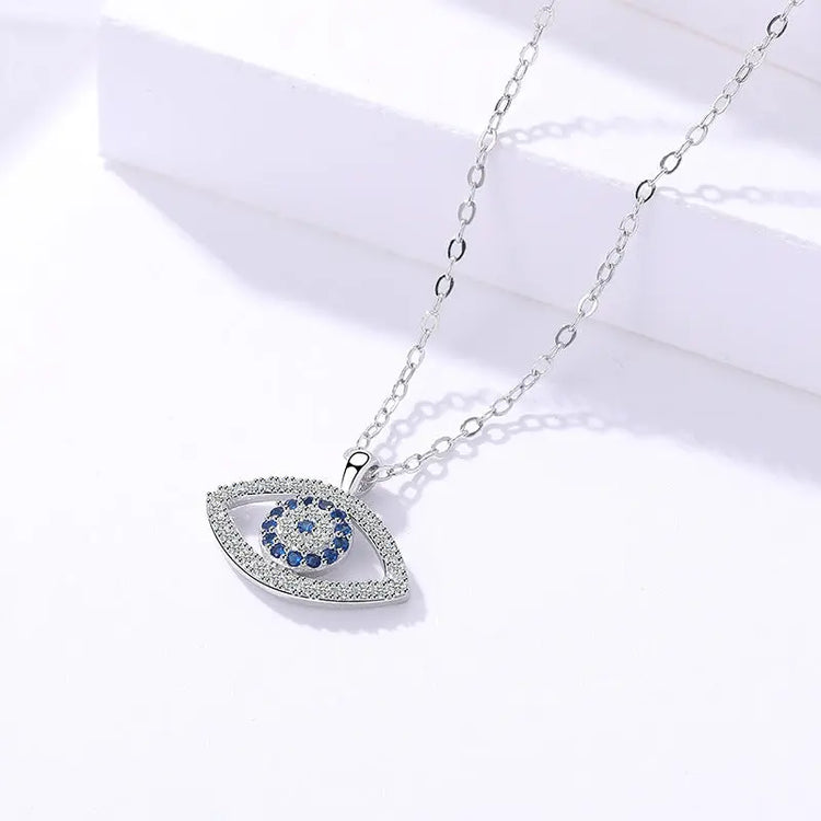 s925 Sterling Silver Jewelry European and American Atmospheric Demon Eye Necklace Eye Pendant Jewelry and Clovers