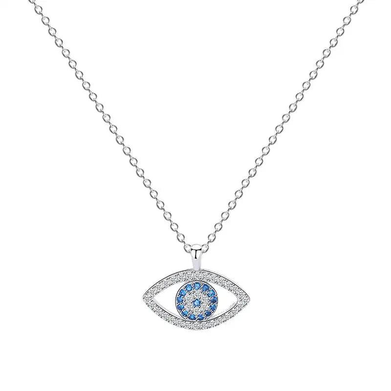 s925 Sterling Silver Jewelry European and American Atmospheric Demon Eye Necklace Eye Pendant Jewelry and Clovers