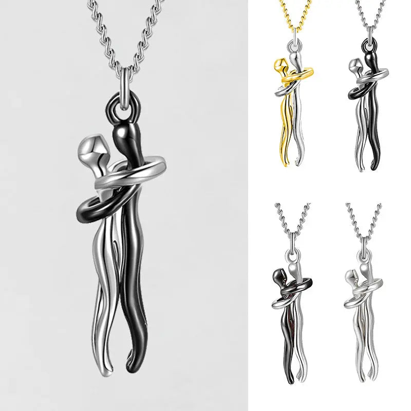 Love Hug Necklace Unisex Men Women Couple Jewelry Simple Temperament Clavicle Chain Valentines Day Lover Gifts Jewelry and Clovers