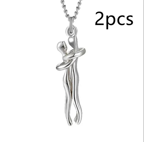Love Hug Necklace Unisex Men Women Couple Jewelry Simple Temperament Clavicle Chain Valentines Day Lover Gifts Jewelry and Clovers