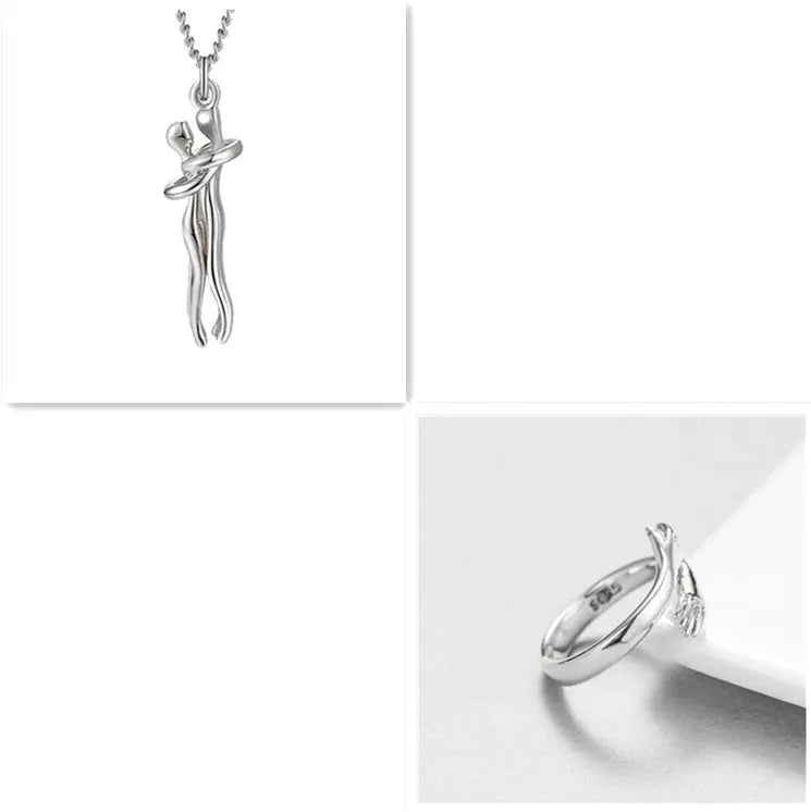 Love Hug Necklace Unisex Men Women Couple Jewelry Simple Temperament Clavicle Chain Valentines Day Lover Gifts Jewelry and Clovers