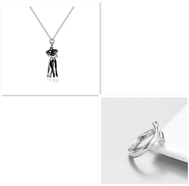 Love Hug Necklace Unisex Men Women Couple Jewelry Simple Temperament Clavicle Chain Valentines Day Lover Gifts Jewelry and Clovers