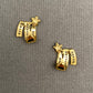 Zircon Inlaid Star 18K Gold Plated S.Steel Stud Earrings-FGS: Steel color
