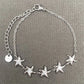 Zircon Inlaid Starfish 18K Gold Plated S.Steel Bracelet -FGS: Steel color