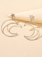 Gold Silver Star Moon Dangle Earrings lightweight and perfect for summer