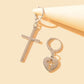 Cross Love Heart Shaped Huggie Earrings