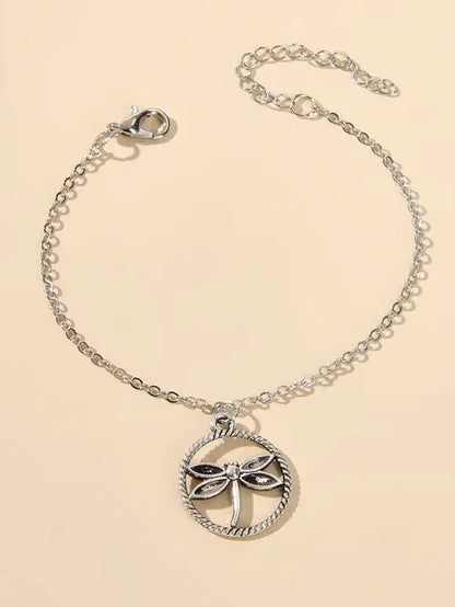 Gold Silver Chain Dragonfly Charm Bracelet