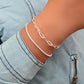 2 Piece Layered Silver/Gold Link And Chain Bracelets