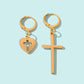 Cross Love Heart Shaped Huggie Earrings
