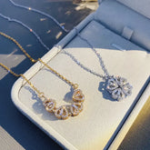 Retro Magnetic Folding Heart Shaped Four Leaf Clover Pendant Necklace Women Love Clavicle Chain Gifts Openable Choker Jewelry Jewelry and Clovers