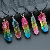 Hot Selling Stone Crystal Pillar Tree Of Life Pendant Ins Fashion Necklace Ashley and Clovers