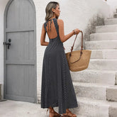 Retro Sleeveless Backless Polka Dot Dress Jewelry and Clovers