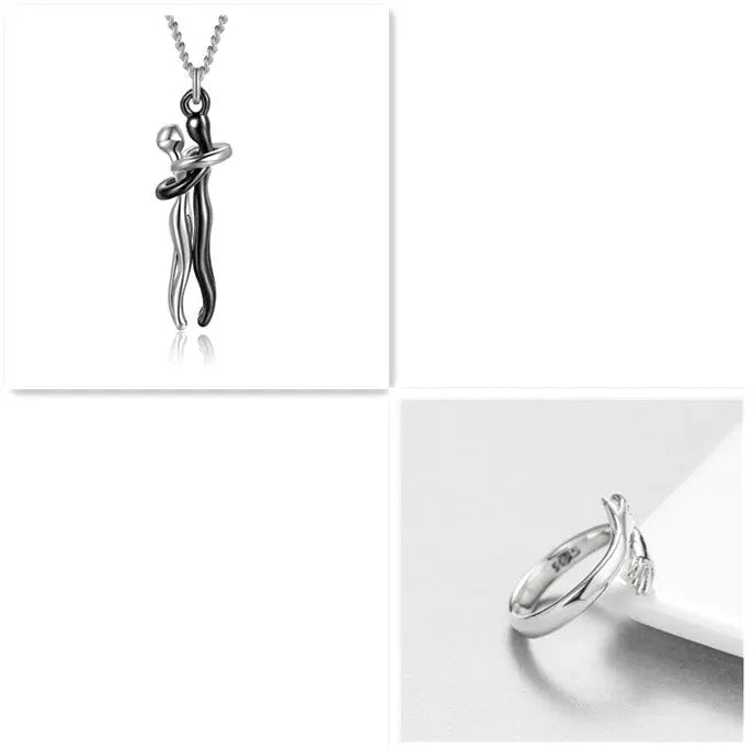 Love Hug Necklace Unisex Men Women Couple Jewelry Simple Temperament Clavicle Chain Valentines Day Lover Gifts Jewelry and Clovers