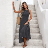 Retro Sleeveless Backless Polka Dot Dress Jewelry and Clovers