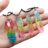 Hot Selling Stone Crystal Pillar Tree Of Life Pendant Ins Fashion Necklace Ashley and Clovers