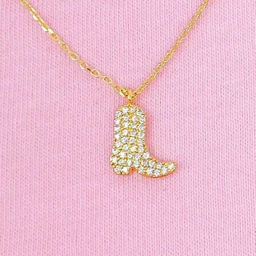 Glam Cow Girl Boot Necklace