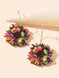 Colourful Sunflower Earrings Bohemian Summer Trendy Wooden Daisy