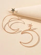 Gold Silver Star Moon Dangle Earrings lightweight and perfect for summer