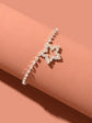 Luxurious Rhinestone Decor Star Charm Silver Anklet