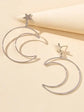 Gold Silver Star Moon Dangle Earrings lightweight and perfect for summer