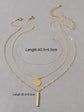 2 pcs Gold Chain Disc and Stick Charm Necklace