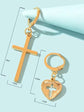 Cross Love Heart Shaped Huggie Earrings