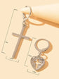 Cross Love Heart Shaped Huggie Earrings