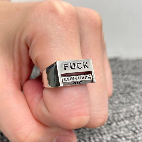 F**K Everything  Rotatable Word Silver Tone Ring