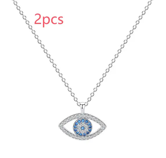 s925 Sterling Silver Jewelry European and American Atmospheric Demon Eye Necklace Eye Pendant Jewelry and Clovers