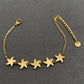 Zircon Inlaid Starfish 18K Gold Plated S.Steel Bracelet -FGS: Steel color