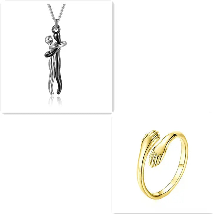 Love Hug Necklace Unisex Men Women Couple Jewelry Simple Temperament Clavicle Chain Valentines Day Lover Gifts Jewelry and Clovers