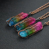 Hot Selling Stone Crystal Pillar Tree Of Life Pendant Ins Fashion Necklace Ashley and Clovers