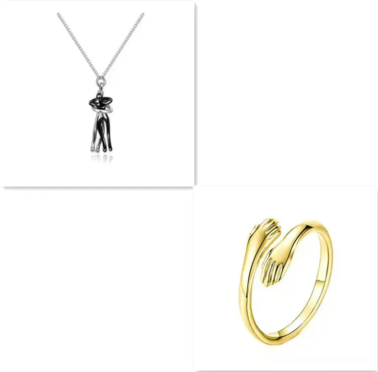 Love Hug Necklace Unisex Men Women Couple Jewelry Simple Temperament Clavicle Chain Valentines Day Lover Gifts Jewelry and Clovers