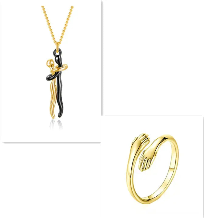 Love Hug Necklace Unisex Men Women Couple Jewelry Simple Temperament Clavicle Chain Valentines Day Lover Gifts Jewelry and Clovers