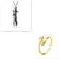 Couple Hugging Necklace on a Sterling Silver Chain Includes Gold Color Ring To Hug Your Finger