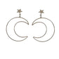 Gold Silver Star Moon Dangle Earrings lightweight and perfect for summer