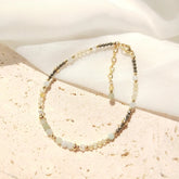 Lii Ji Citrine Pyrite  Jade 2-3mm 14K Gold Filled Beaded Bracelet 17+3cm Natural Stone  Crystal Handmade Jewelry For Women Gift Jewelry and Clovers