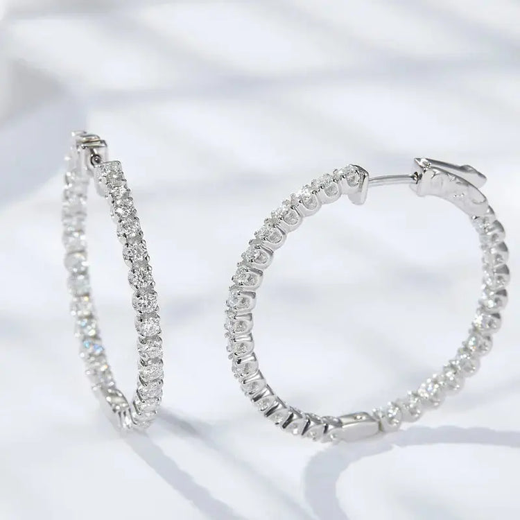 KNOBSPIN D VVS1 Moissanite Hoop Earrings for Women Sparking Diamond with GRA Original s925 Sterling Silver Plated 18k Earring Jewelry and Clovers