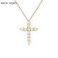 BIJOX STORY 3mm Moissanite Cross Pendant Necklace Original Sterling SILVER Chain Plated 18k White GOLD Rose GOLD Fine Necklace for Women Great For Gift via Family Jewelry and Clovers