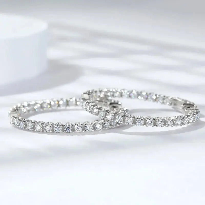 KNOBSPIN D VVS1 Moissanite Hoop Earrings for Women Sparking Diamond with GRA Original s925 Sterling Silver Plated 18k Earring Jewelry and Clovers