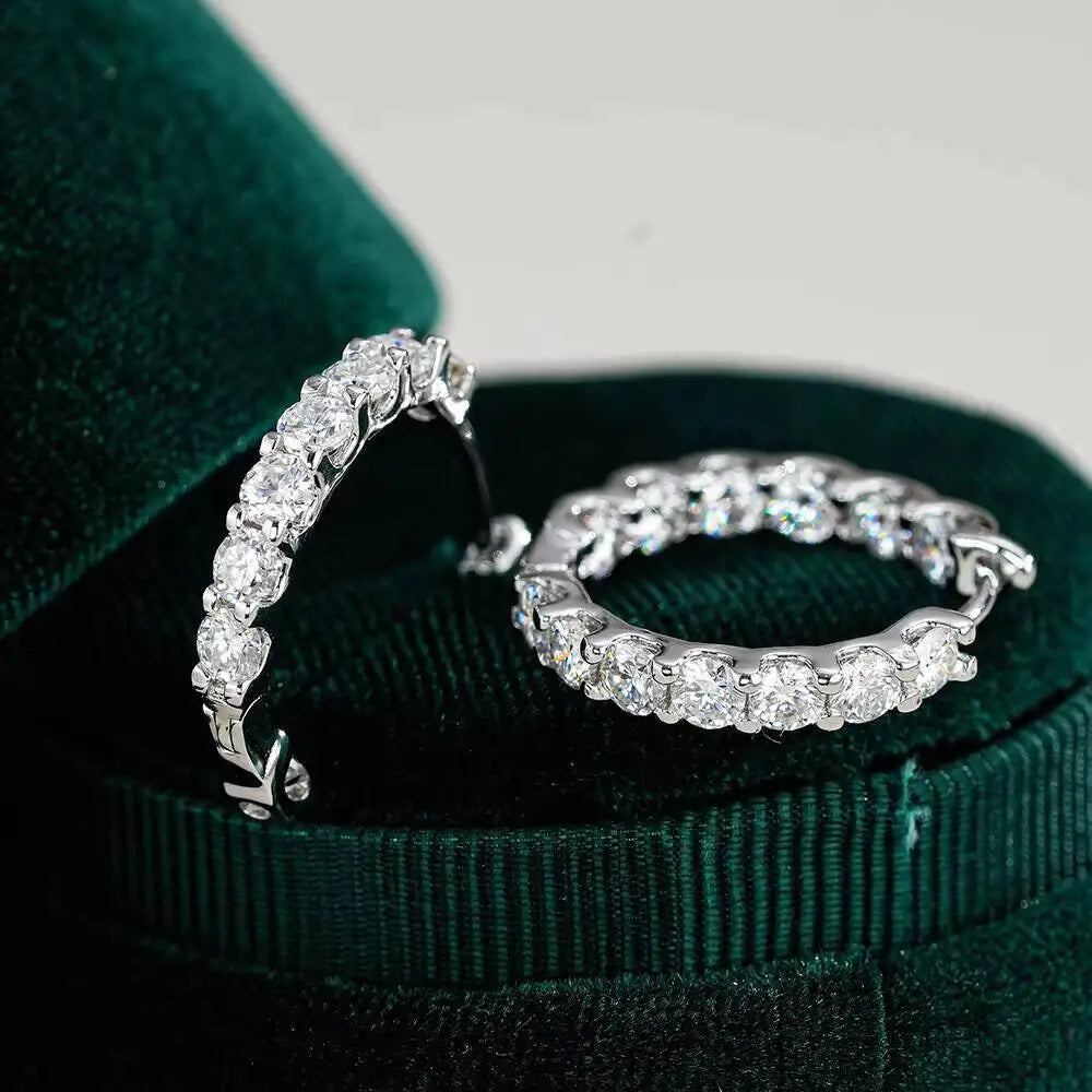 2.6ct D Color Moissanite 925 Sterling Sliver Plated White Gold Hoop Earring’s