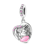 Charms Beads 925 Sterling Silver Pink Love Bow Rubik&