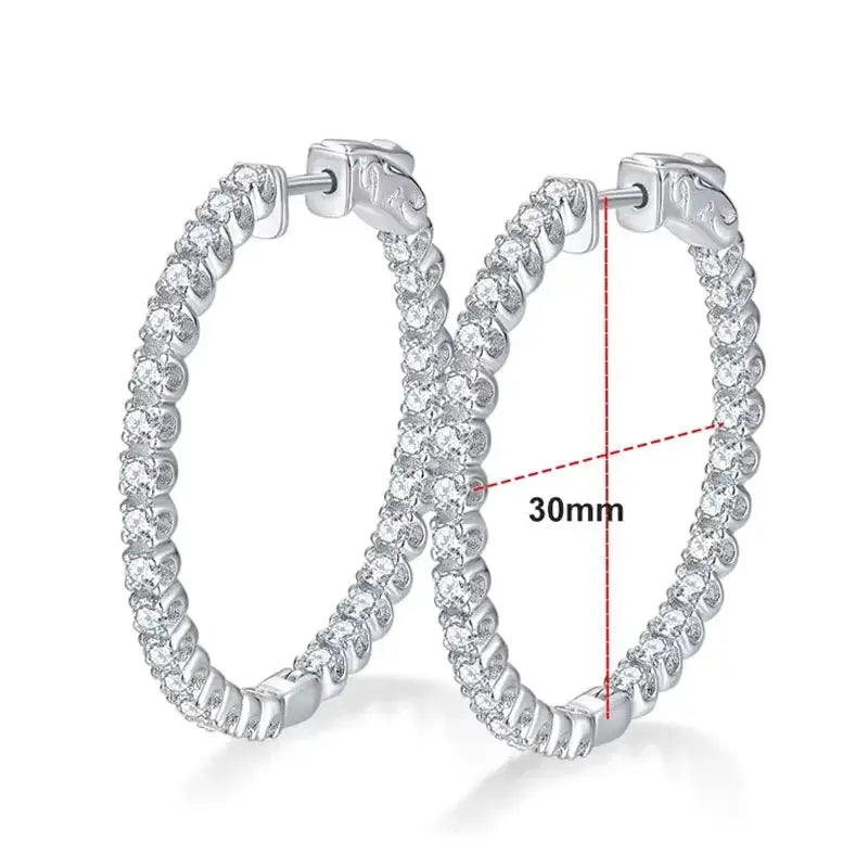 KNOBSPIN D VVS1 Moissanite Hoop Earrings for Women Sparking Diamond with GRA Original s925 Sterling Silver Plated 18k Earring Jewelry and Clovers